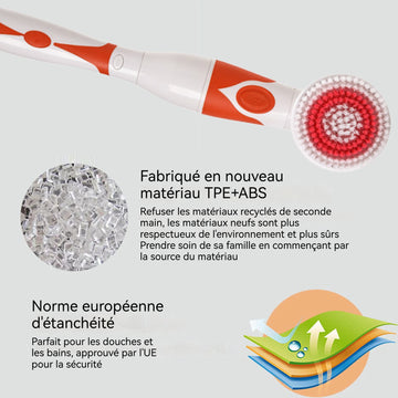 Brosse Dos Douche 388mm Tête de brosse multifonctionnelle 4-en-1 Nettoyage en profondeur Écologique Brosse De Douche éLectrique